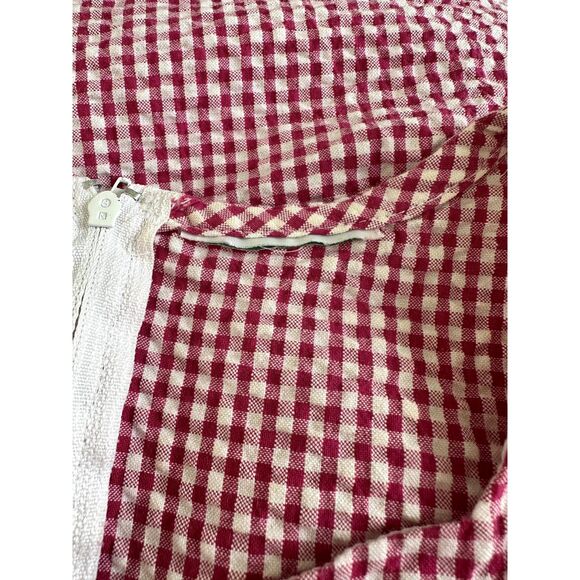 Vintage Pink Gingham Tulip Cottagecore Dress Sleeveless Midi Bow Pockets JR S - Picture 4 of 7